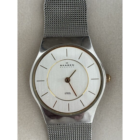 Skagen Watch Women’s Silver Dial Stainless Steel Round Mesh Band New Battery main image 9
